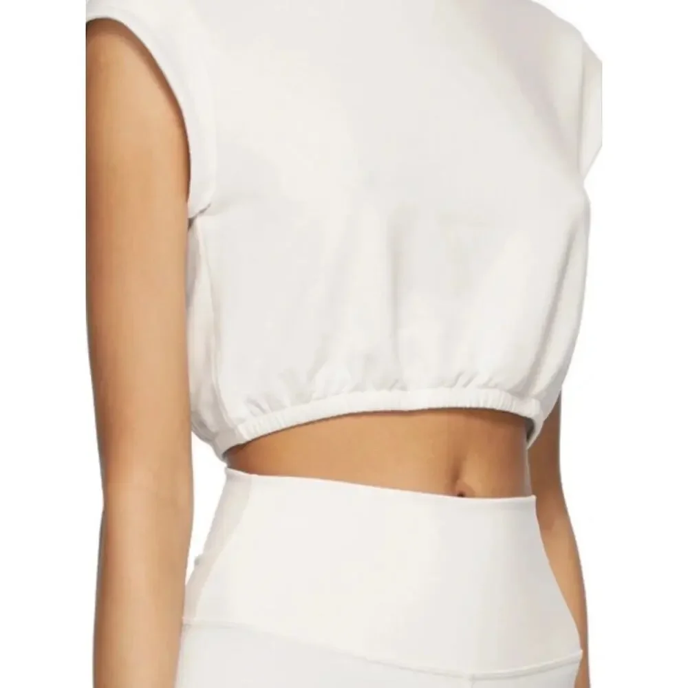 NWT Alo Yoga Dreamy Crop Short Sleeve Top Ivory Active Gym Yoga Sports Size XS